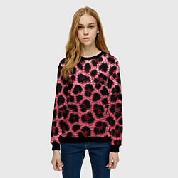 Свитшот женский Леопардовый розовый, цвет: 3D-черный — фото 2