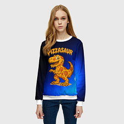 Свитшот женский Пиццазавр, цвет: 3D-белый — фото 2