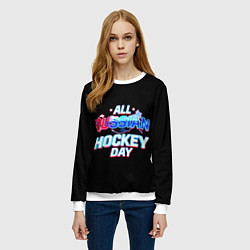 Свитшот женский Hockey day, цвет: 3D-белый — фото 2