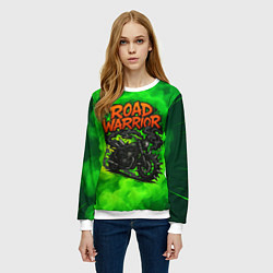 Свитшот женский Дорожный воин - байк с шипами, цвет: 3D-белый — фото 2