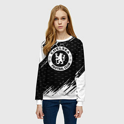 Свитшот женский Chelsea штрихи красок текстура, цвет: 3D-белый — фото 2