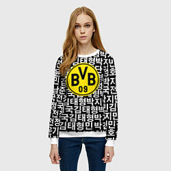 Свитшот женский Borussia японские символы паттерн, цвет: 3D-белый — фото 2