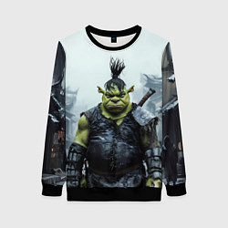 Свитшот женский Шрек панк в доспехах, цвет: 3D-черный