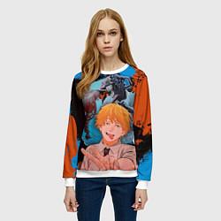 Свитшот женский Дэндзи и Макима из Человек бензопила, цвет: 3D-белый — фото 2