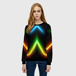 Свитшот женский Neon multicolored lines, цвет: 3D-черный — фото 2