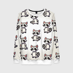 Свитшот женский Много енотов, цвет: 3D-белый