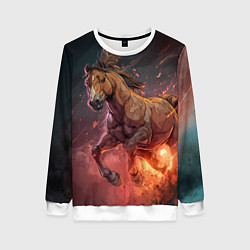 Свитшот женский Огненная лошадь, цвет: 3D-белый