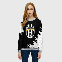Свитшот женский Juventus белый огонь текстура, цвет: 3D-меланж — фото 2