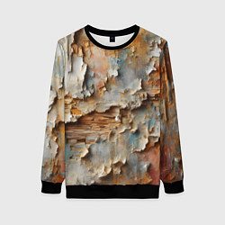 Свитшот женский Старая штукатурка на стене - абстракция, цвет: 3D-черный