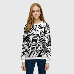 Свитшот женский Свирепые лица и молнии - нейроарт, цвет: 3D-белый — фото 2
