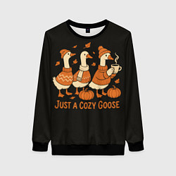 Свитшот женский Осенние гуси, цвет: 3D-черный