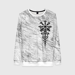 Свитшот женский Вегвизир - компас рун в виде става, цвет: 3D-белый