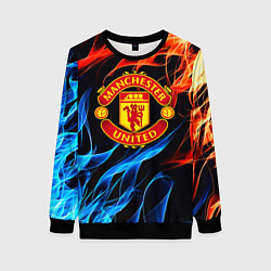 Свитшот женский Манчестер Юнайтед огонь битва, цвет: 3D-черный