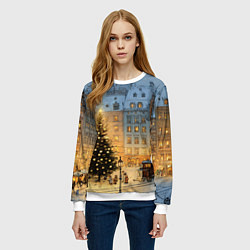 Свитшот женский Новый год в старом уютном городе, цвет: 3D-белый — фото 2