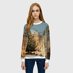 Свитшот женский Елка во дворе города, цвет: 3D-белый — фото 2