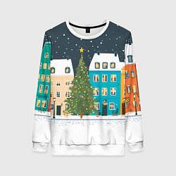 Женский свитшот Новогодний снежный город