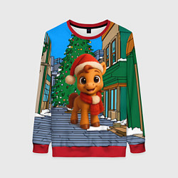 Женский свитшот Новогодняя лошадка и елка