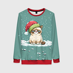 Женский свитшот Недовольный новогодний котик
