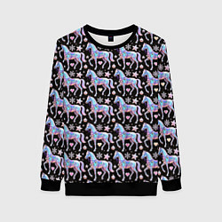 Свитшот женский Новогодние лошади y2k, цвет: 3D-черный