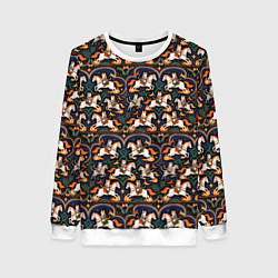 Свитшот женский Новогодние коты всадники на лошади, цвет: 3D-белый