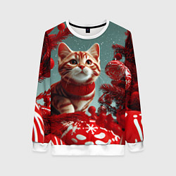 Женский свитшот Рыжий кот - Новый год