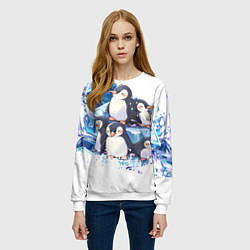 Свитшот женский Пингвины и лёд, цвет: 3D-белый — фото 2