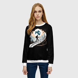 Свитшот женский Бережёного бог бережёт арт в горах, цвет: 3D-белый — фото 2