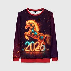 Женский свитшот Новогодняя мандариновая лошадь 2026