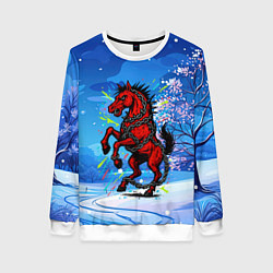 Женский свитшот Красная Новогодняя лошадь 2026