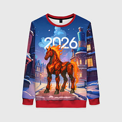 Женский свитшот Красная огненная металлическая лошадь 2026