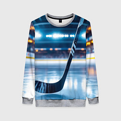Свитшот женский Хоккейная клюшка на льду арены, цвет: 3D-меланж
