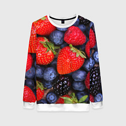 Свитшот женский Berries, цвет: 3D-белый