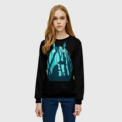 Свитшот женский Тоторо в лесу, цвет: 3D-черный — фото 2