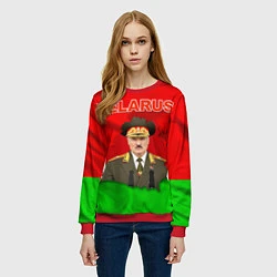 Свитшот женский Александр Лукашенко - Беларусь, цвет: 3D-красный — фото 2