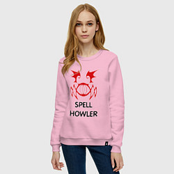 Свитшот хлопковый женский Dark Elf Mage - Spell Howler, цвет: светло-розовый — фото 2