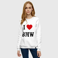Свитшот хлопковый женский I love BMW, цвет: белый — фото 2