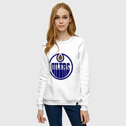 Свитшот хлопковый женский Edmonton Oilers, цвет: белый — фото 2