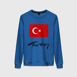 Свитшот хлопковый женский Turkey, цвет: синий
