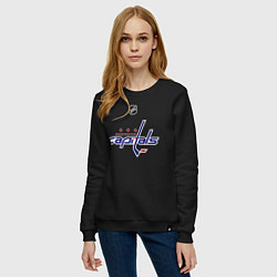 Свитшот хлопковый женский Washington Capitals: Ovechkin 8, цвет: черный — фото 2