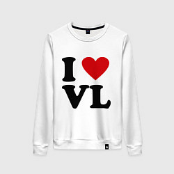 Свитшот хлопковый женский I love VL, цвет: белый