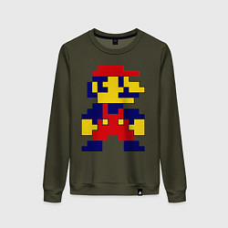 Свитшот хлопковый женский Pixel Mario, цвет: хаки