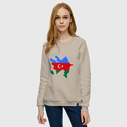 Свитшот хлопковый женский Azerbaijan map, цвет: миндальный — фото 2