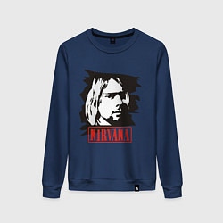 Свитшот хлопковый женский Nirvana: Kurt Cobain, цвет: тёмно-синий