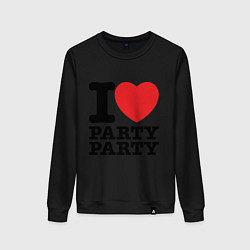 Свитшот хлопковый женский I Love Party, цвет: черный