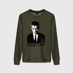 Свитшот хлопковый женский Jude Law, цвет: хаки