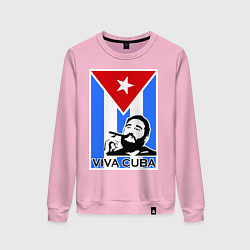 Свитшот хлопковый женский Fidel: Viva, Cuba!, цвет: светло-розовый