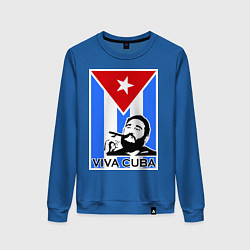 Свитшот хлопковый женский Fidel: Viva, Cuba!, цвет: синий