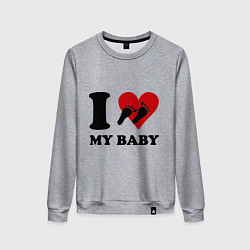 Свитшот хлопковый женский I love my baby, цвет: меланж