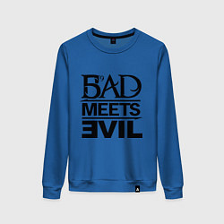 Свитшот хлопковый женский Bad Meets Evil, цвет: синий