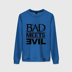 Свитшот хлопковый женский Bad Meets Evil, цвет: синий